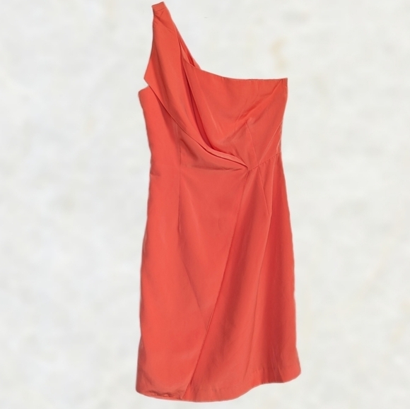 Sachin+Babi One-Shoulder Lapel Sleeveless Mini Dress Coral Gray Stripe - sz 0 - Picture 2 of 12